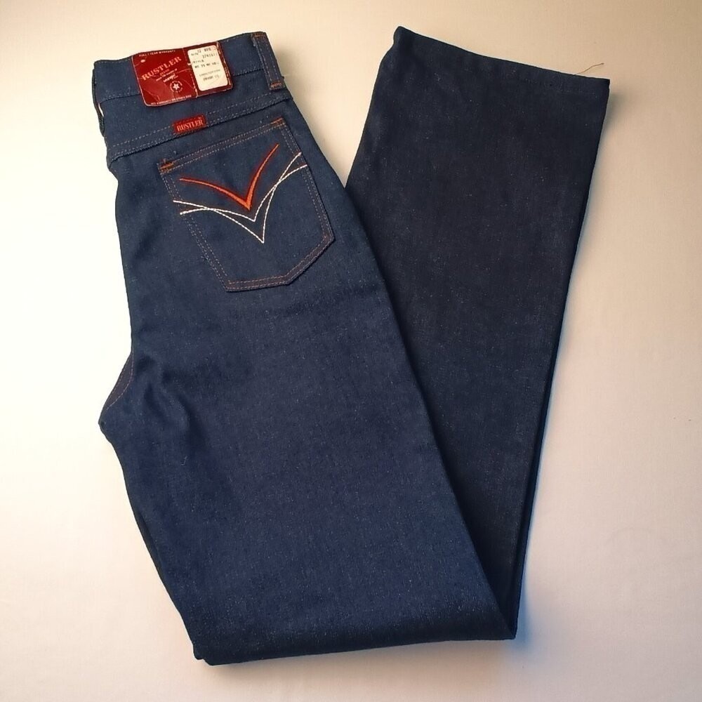 Rustler Boys Jeans Indigo Blue Size 12 Reg High Rise Straight Leg Vintage NWT